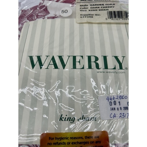 Waverly Garden Toile King Sham Dark Cherry NEW 81903565 Pillow Cover Unused - Picture 4 of 7